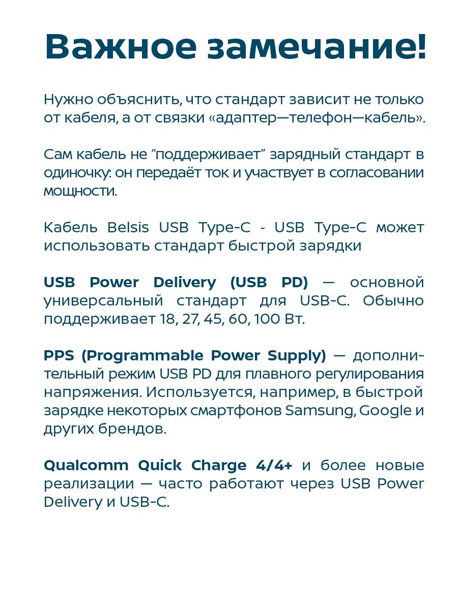 Кабель для зарядки USB Type C - Type-C High-speed, Belsis, 1,5 метра, 100W 5А быстрая зарядка, до 480 Мбит/с передача данных, BW1885