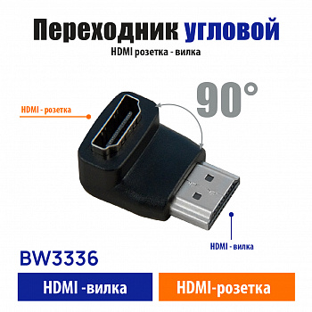 HDMI адаптер M/F 90 градусов угловой / Belsis/ BW3336