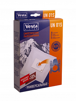 UN 01 S Мешки-пылесборники Vesta filter универсальные, 4 шт + 2 фильтра