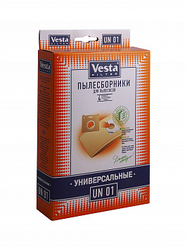 UN 01 Мешки-пылесборники Vesta filter универсальные, 4 шт +1 фильтр